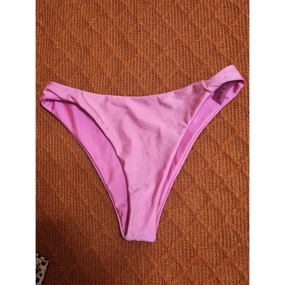 Women's Low-Rise High Leg Cheeky Bikini Bottom Pink Xs